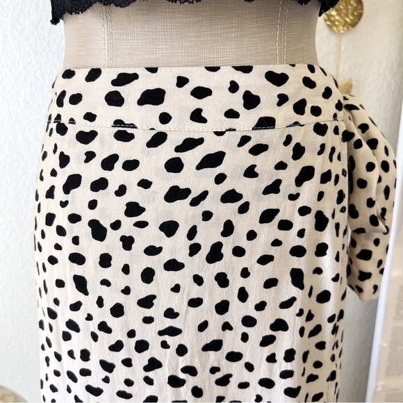 AQUA Spotted Ruffled Wrap Midi Skirt - Picture 4 of 15